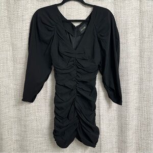DO+BE Black Ruched Long Sleeve V-Neck Mini Dress Medium FITS LIKE A SMALL